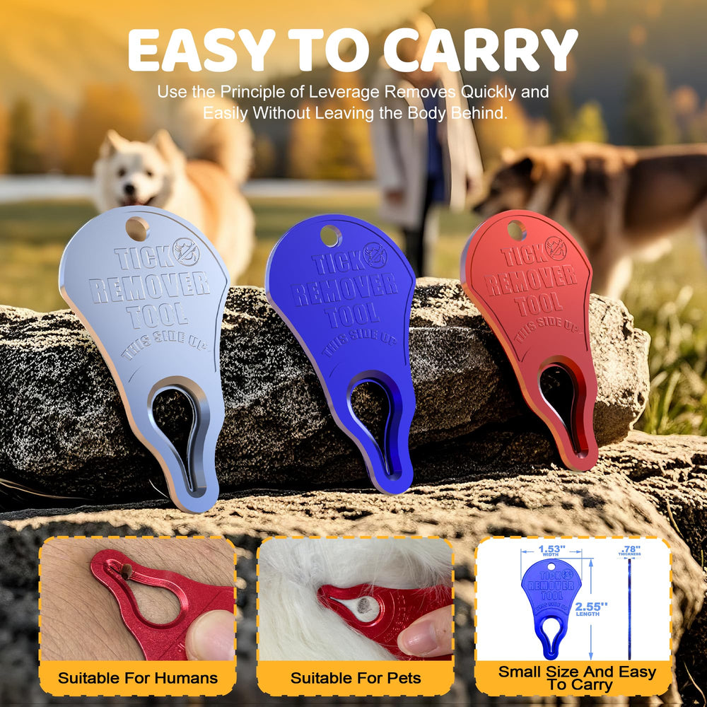 Wndine Tick Remover Tool 3 Pack, on-keychain ready for emergencies