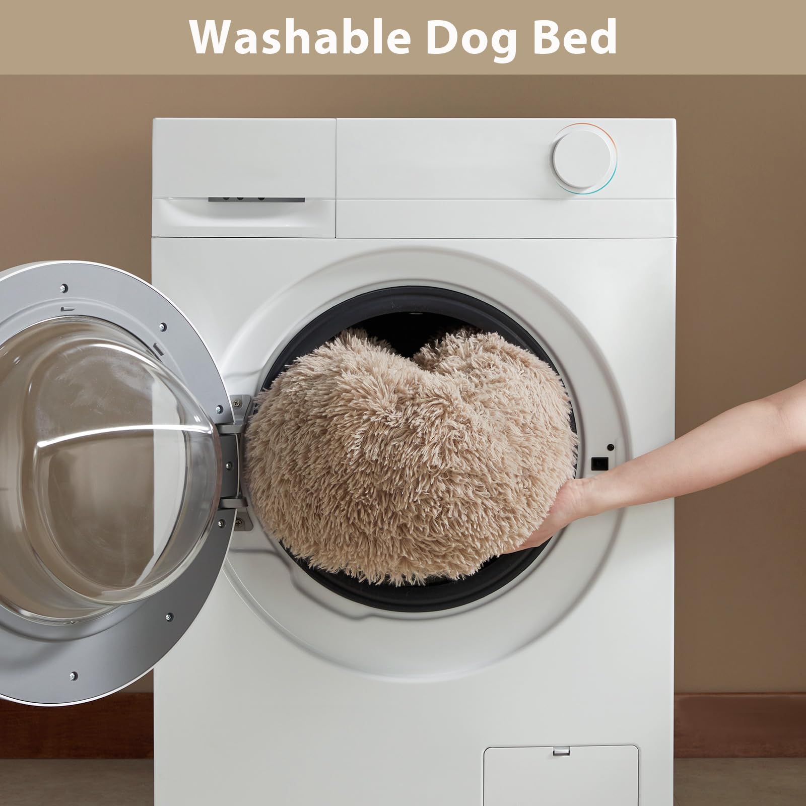 WNPETHOME bed being machine-washed for easy at-home care.