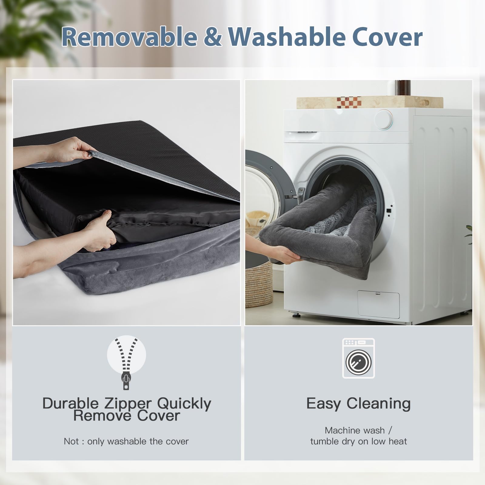 WNPETHOME XXL anti-slip base keeps the bed steady on floors.