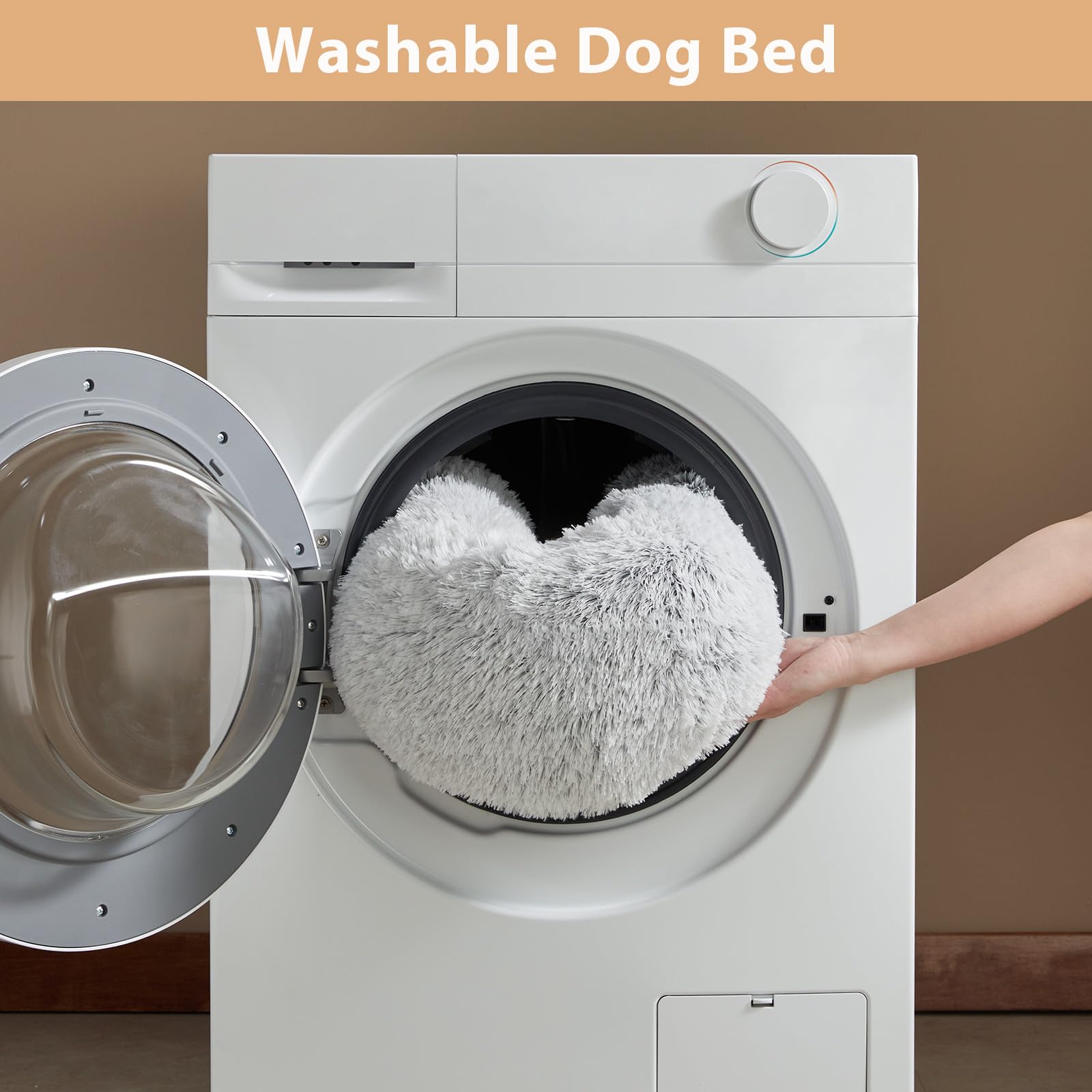 WNPETHOME calming donut bed 24x24 dimensions highlight perfect round shape for small to medium dogs.