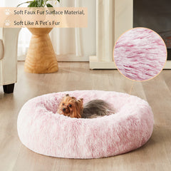 WNPETHOME calming-donut-bed interior plush fabric enhances snuggling and restful sleep.