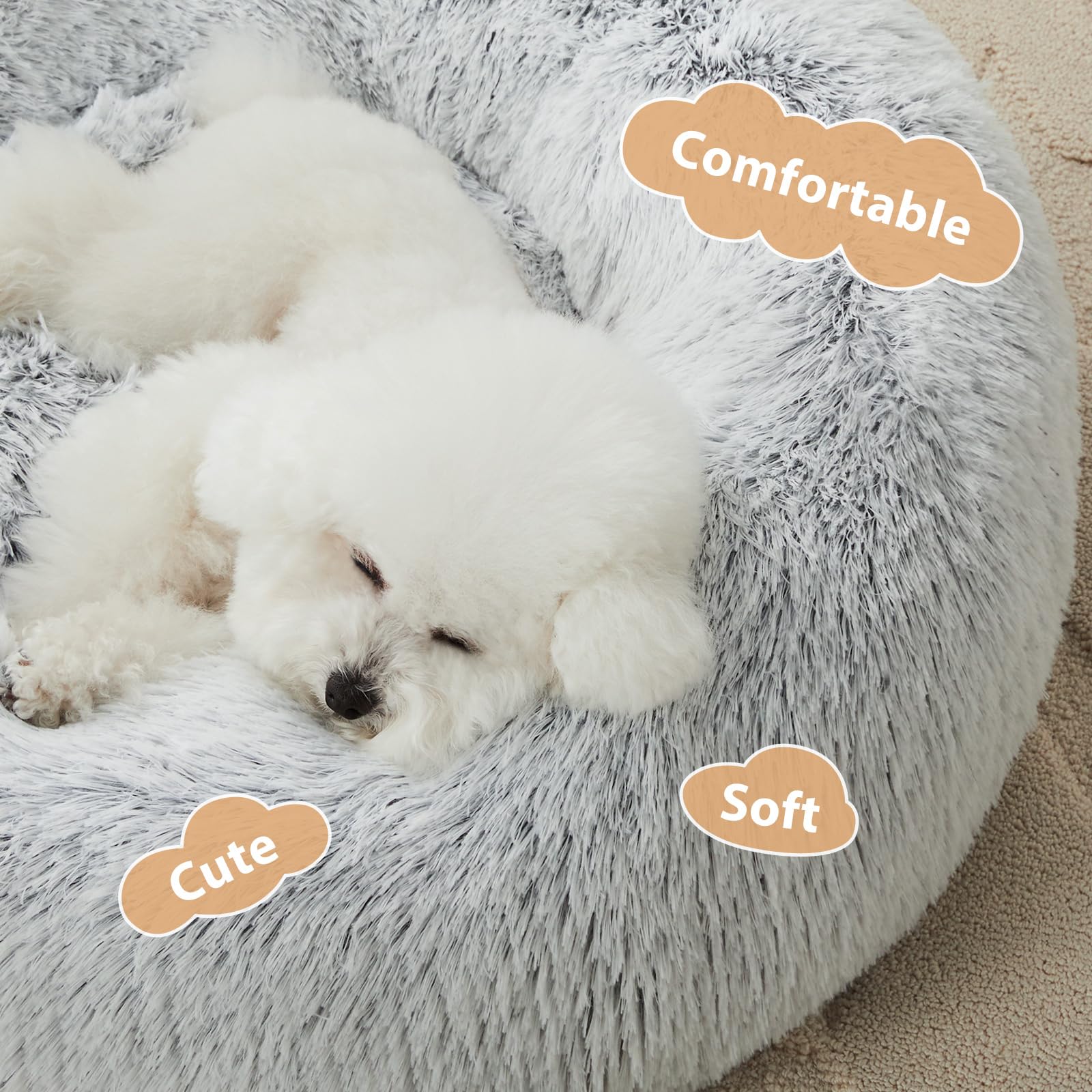 WNPETHOME calming donut bed side edges highlight durable support for medium dogs.
