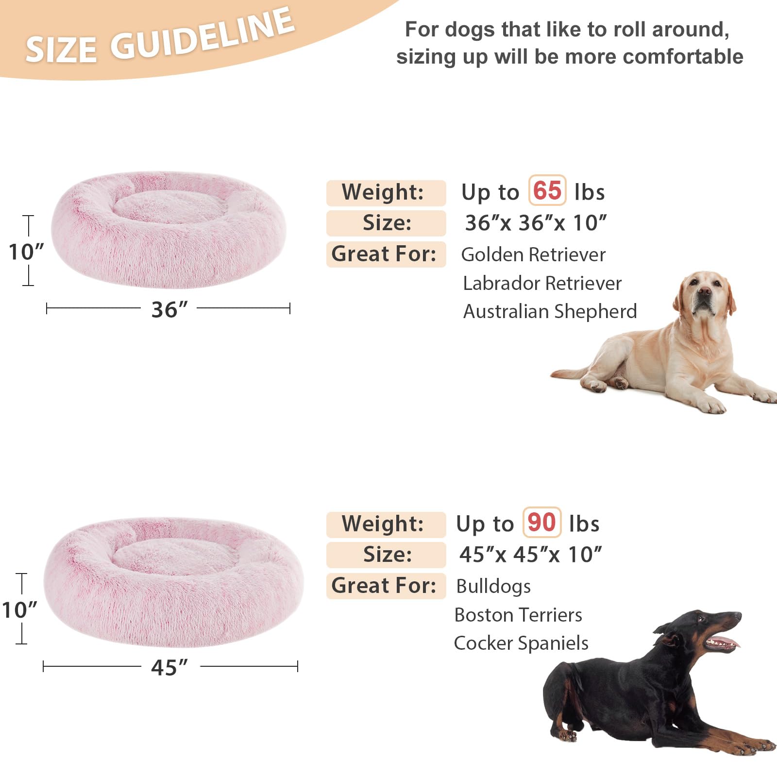 WNPETHOME calming donut dog bed in use with a large dog for cozy resting
