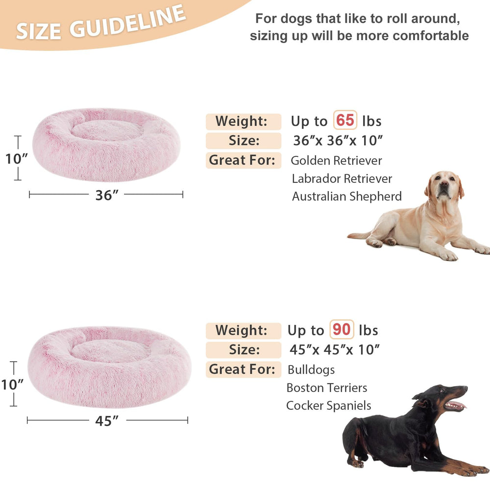 WNPETHOME calming donut dog bed in use with a large dog for cozy resting