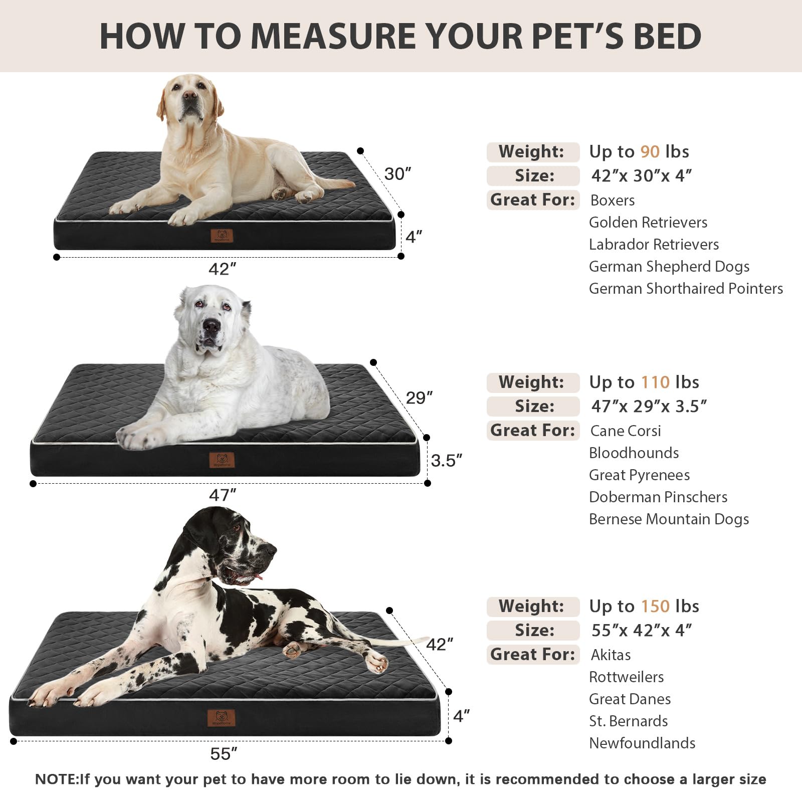 WNPETHOME dog bed in room setup demonstrating convenient, spacious sleeping area.