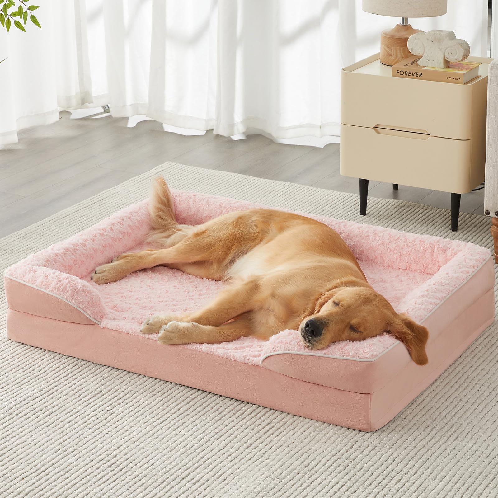 WNPETHOME large dog bed front view shows spacious design for big dogs with support