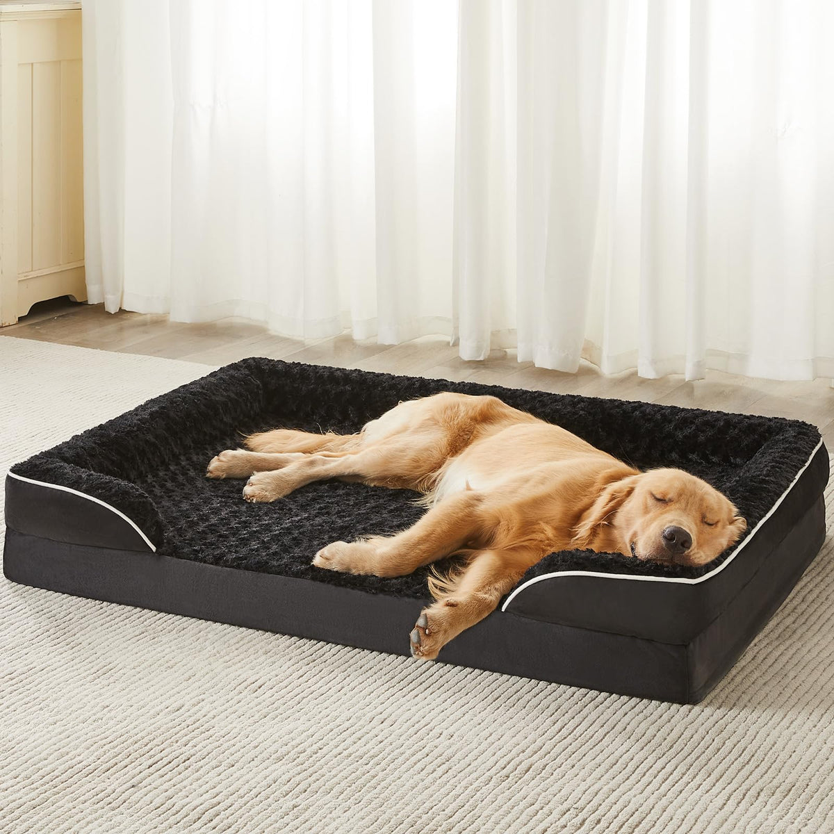 WNPETHOME dog bed XXLarge foam closeup demonstrates joint-supporting comfort for aging dogs.