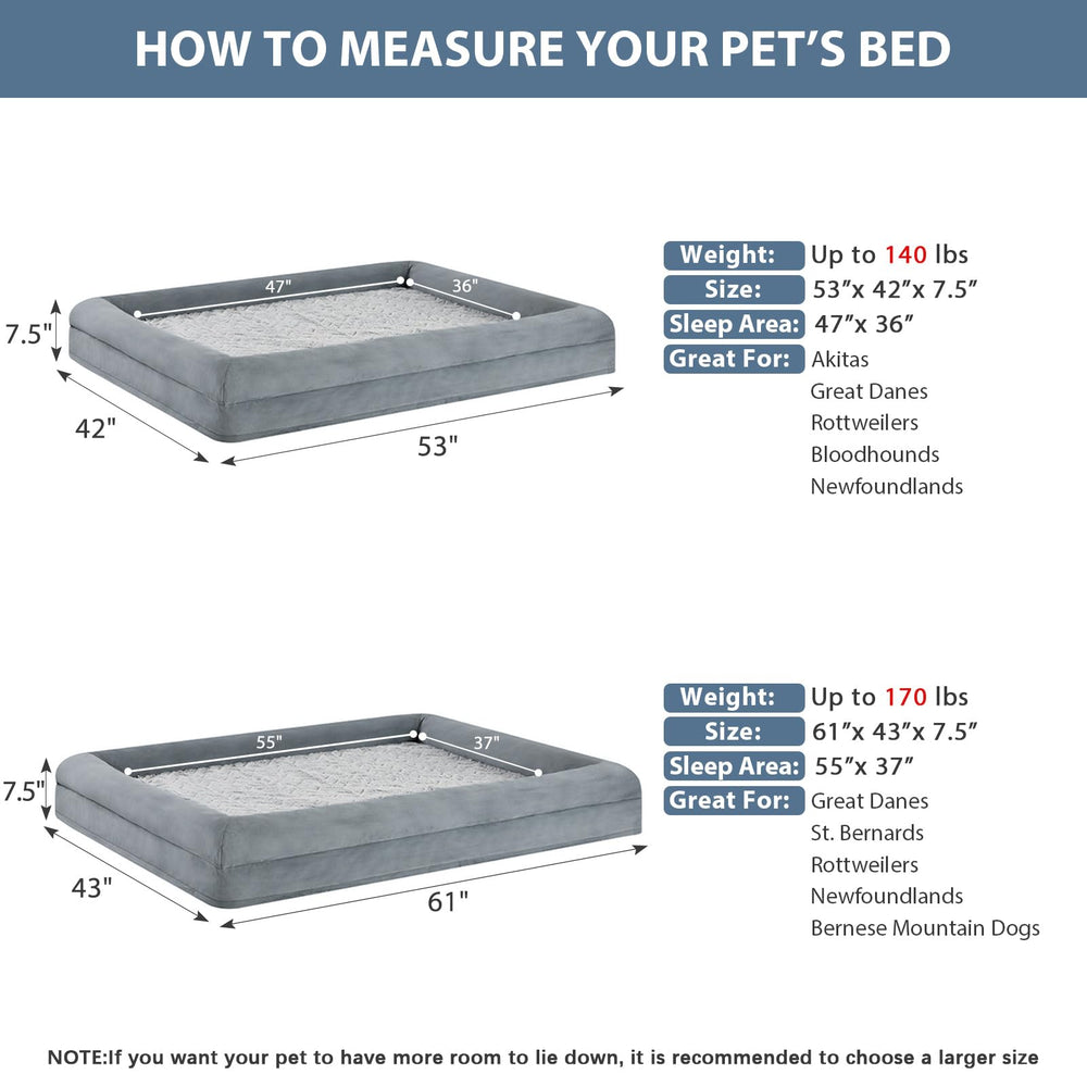 WNPETHOME giant dog bed dimensions 61x43x7.5 inches for large breeds