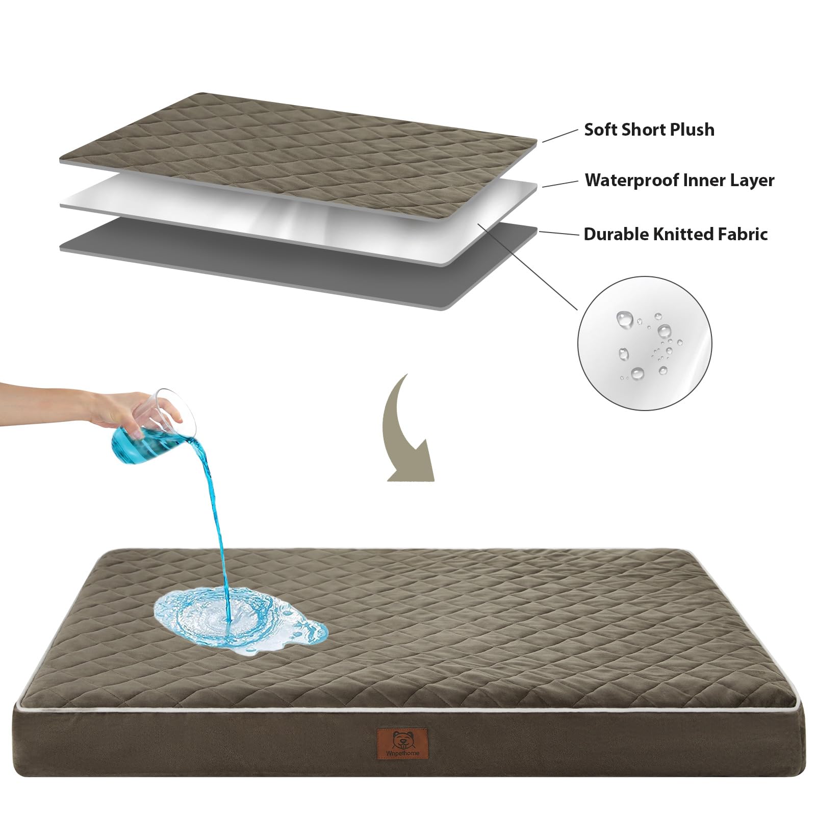 WNPETHOME large dog bed 36x27x3 inches ships vacuum-sealed for fast expansion.