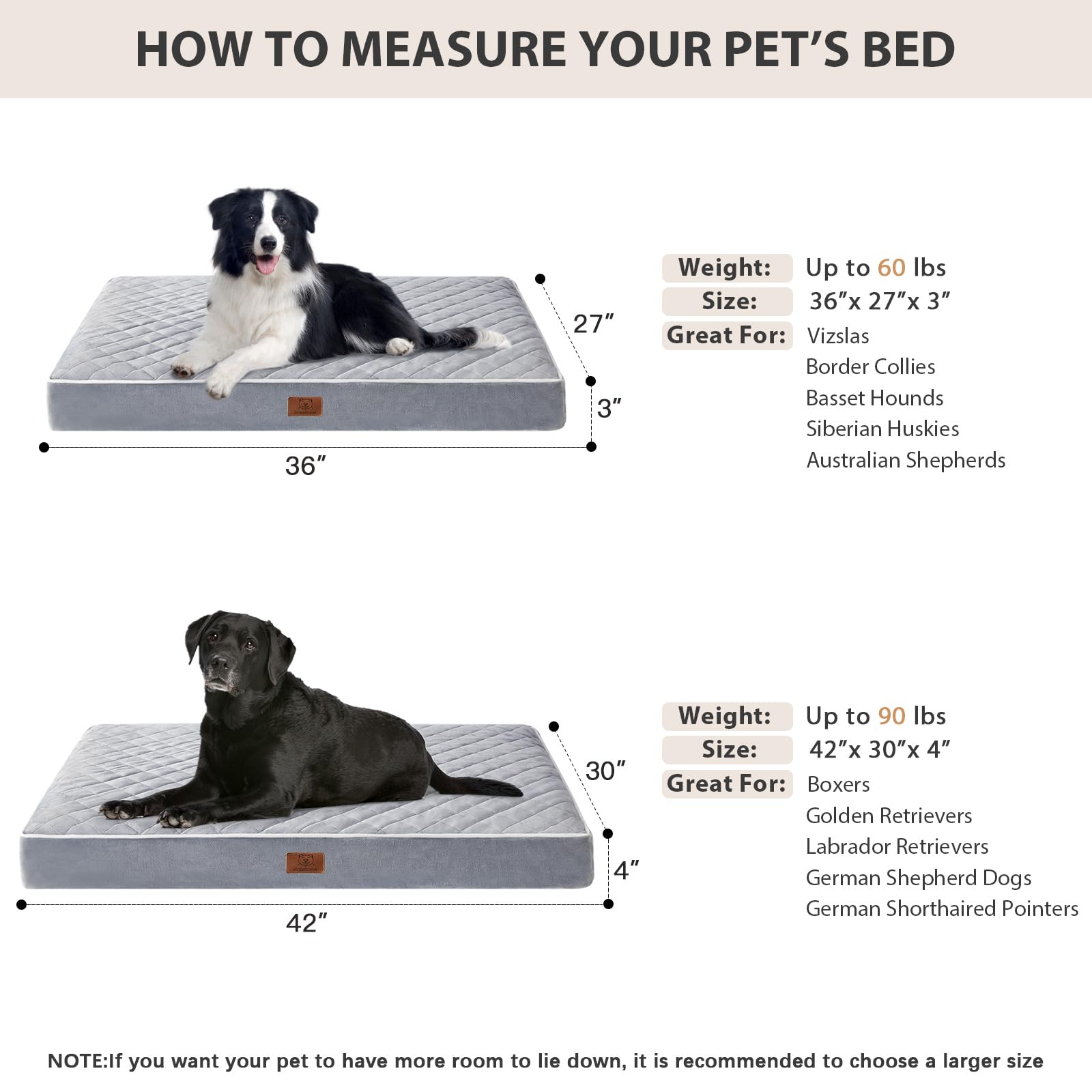 WNPETHOME Orthopedic XL Dog Bed waterproof bottom to protect cushions