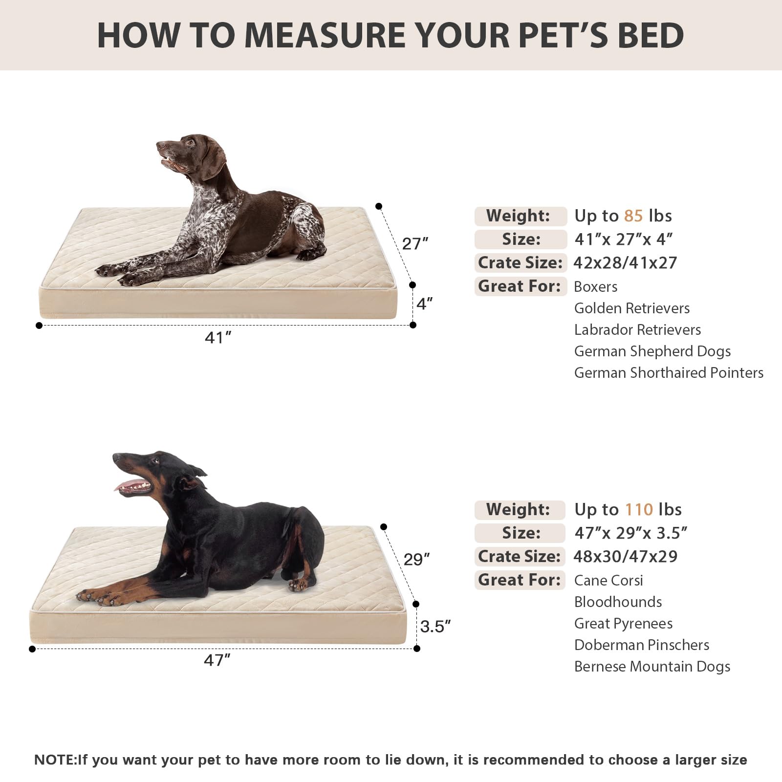 WNPETHOME Orthopedic XL Dog Bed waterproof layer protects against accidents and odors.