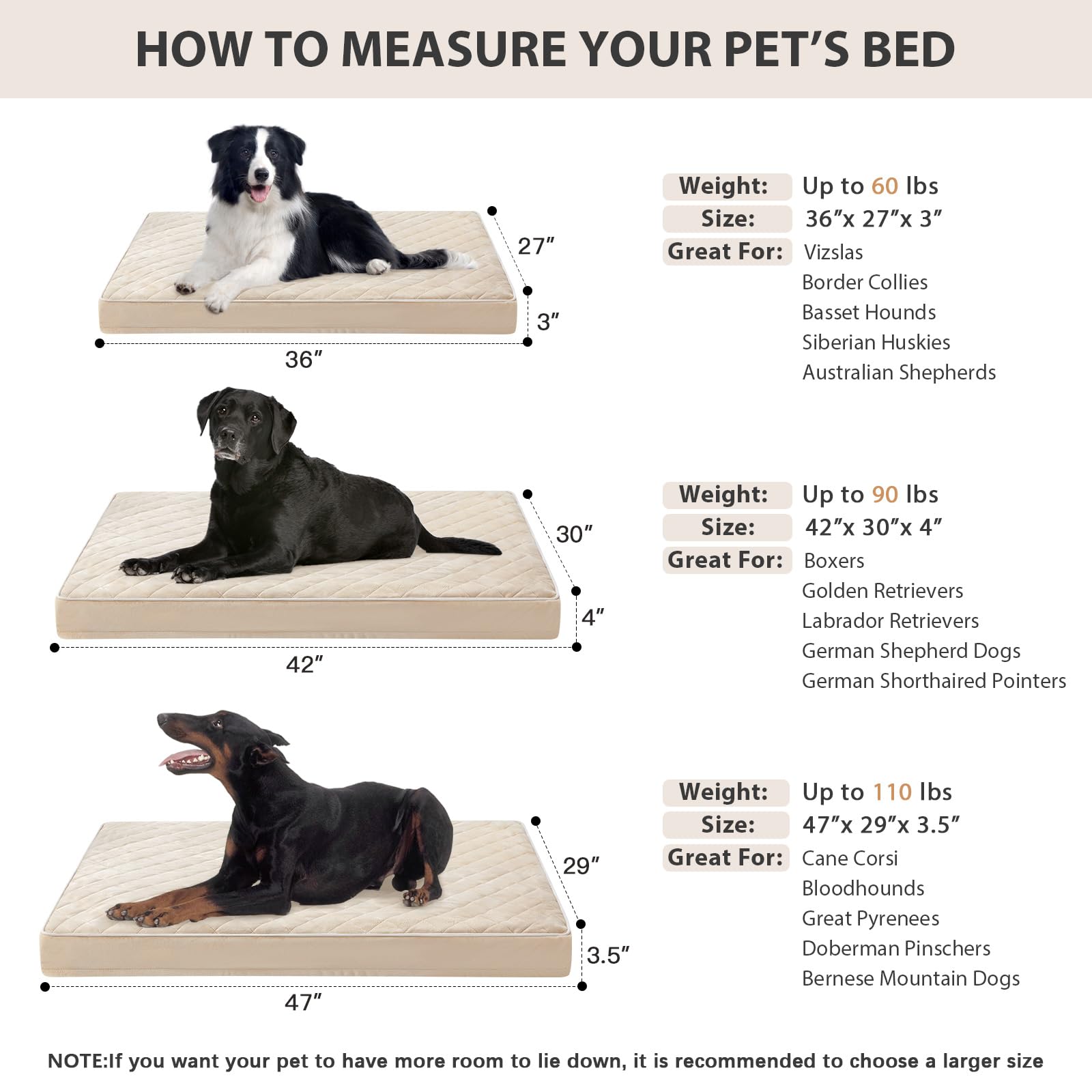 WNPETHOME orthopedic XXL dog bed anti-slip bottom stays in place