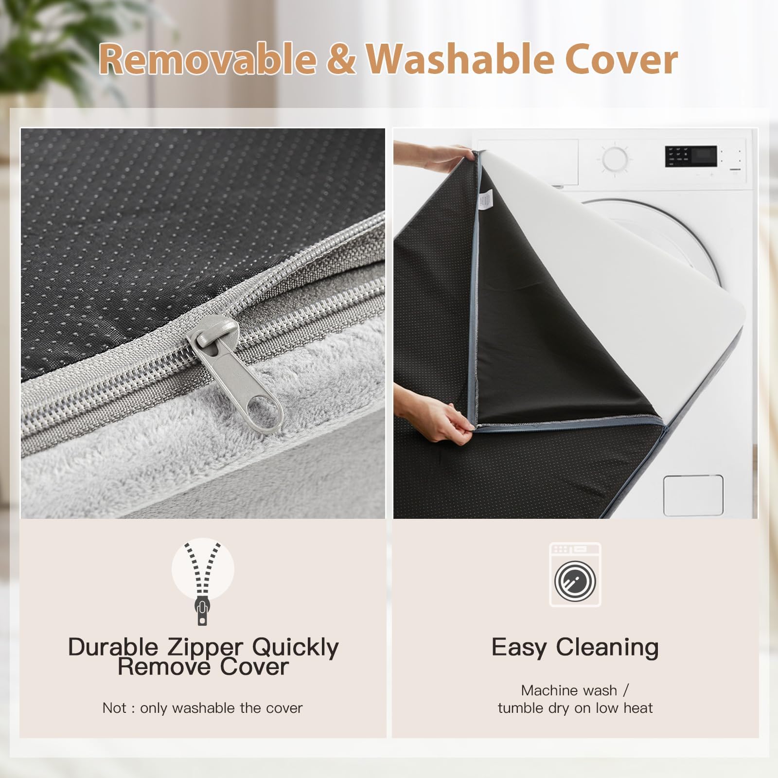 WNPETHOME washable cover with L-shaped zipper simplifies cleaning after messy chews