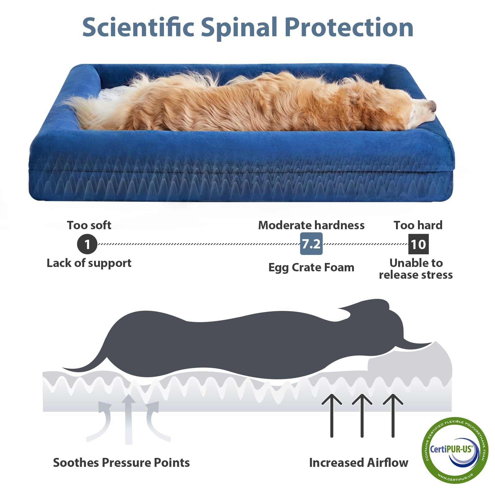 WNPETHOME XXL dog bed bolster sides—soft fences create a secure feel during rest.