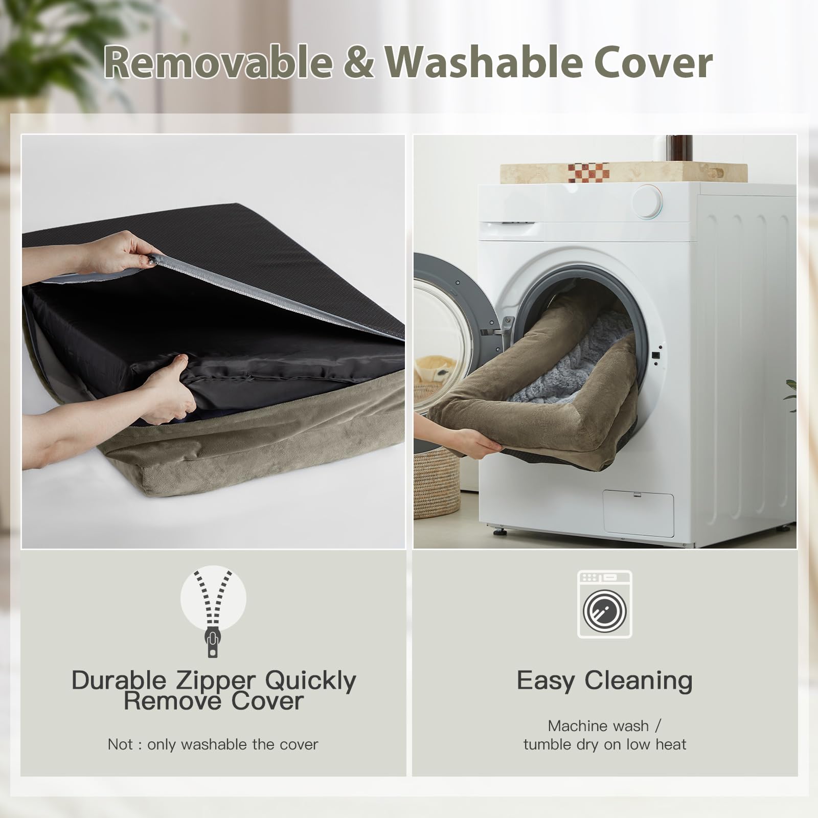 WNPETHOME XXL dog bed with removable zipper cover for easy washing