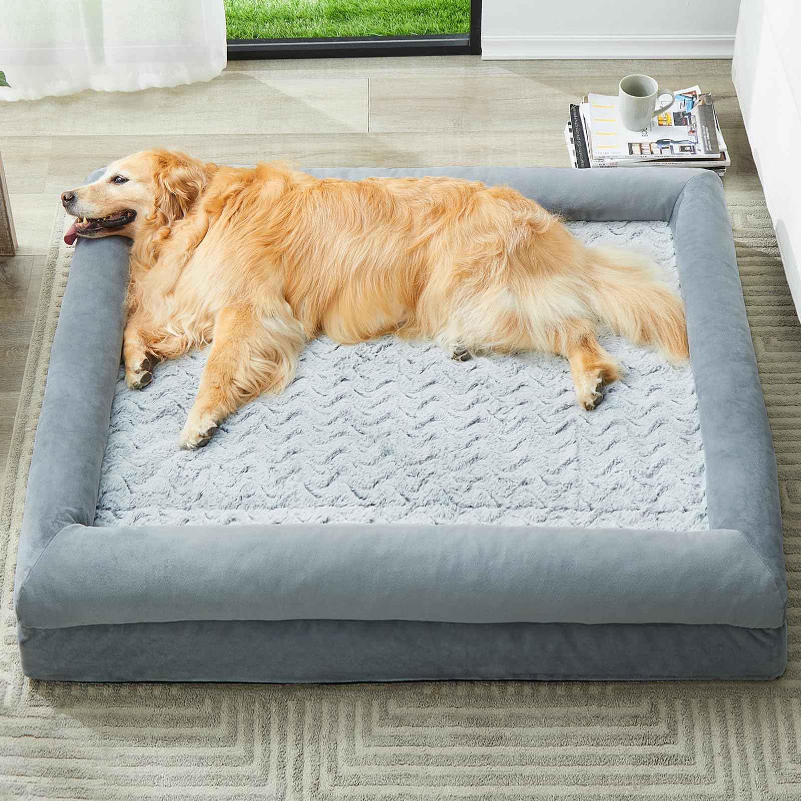 WNPETHOME XXL dog bed with velvet cover delivers cozy comfort for large dogs.