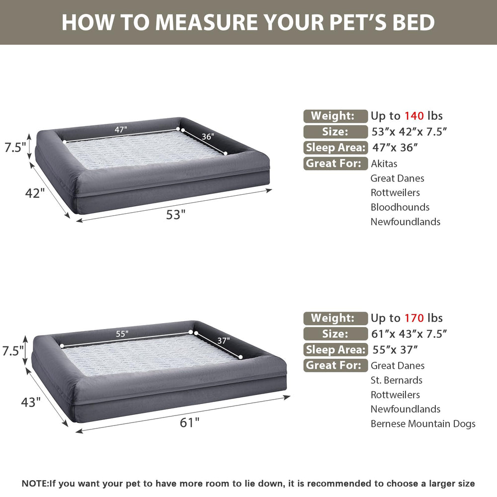 WNPETHOME XXL egg crate foam close-up shows pressure-relief support