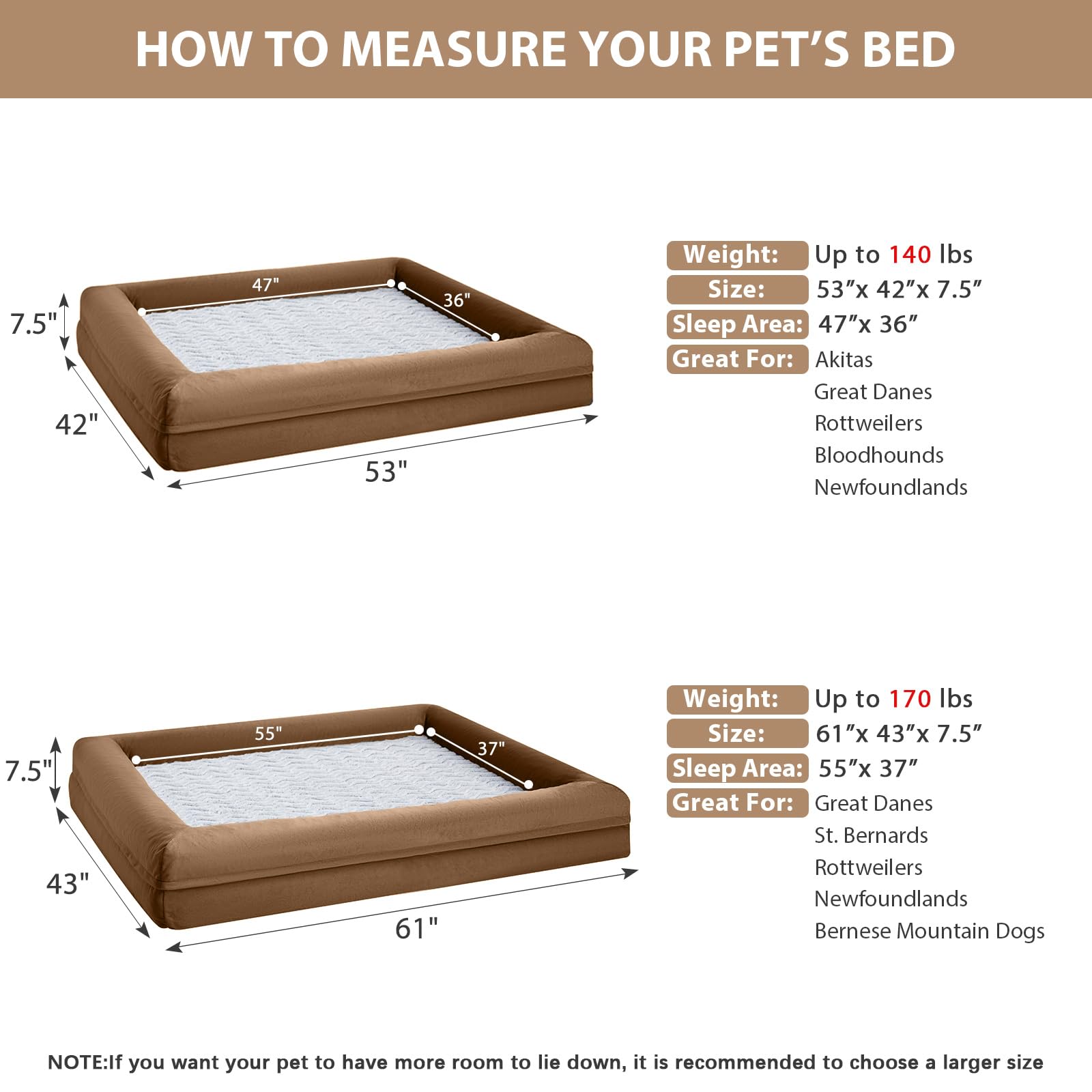 WNPETHOME XXXXL bed interior shows high-density foam for comfort and support.