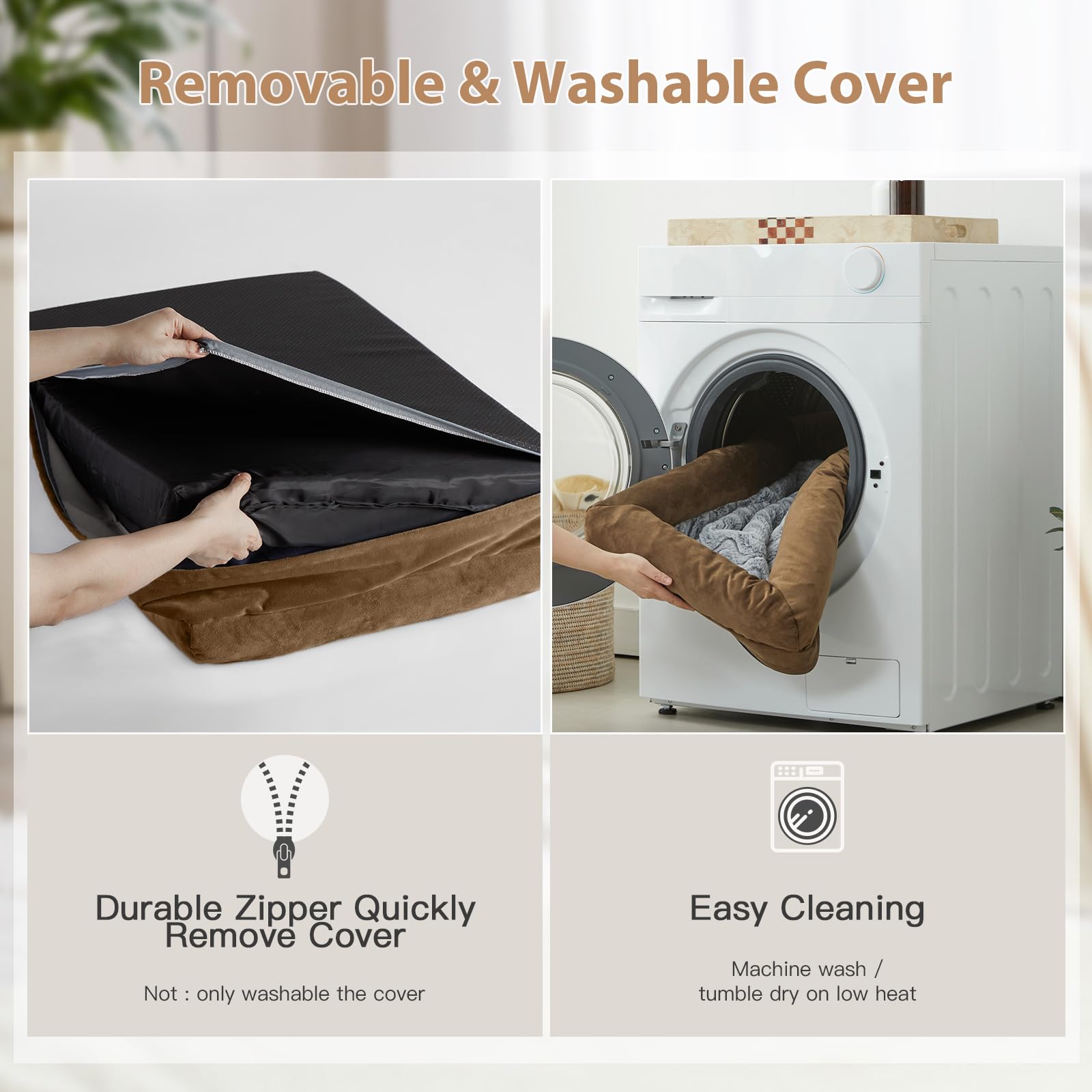 WNPETHOME XXXXL bed with detachable washable cover for easy maintenance.