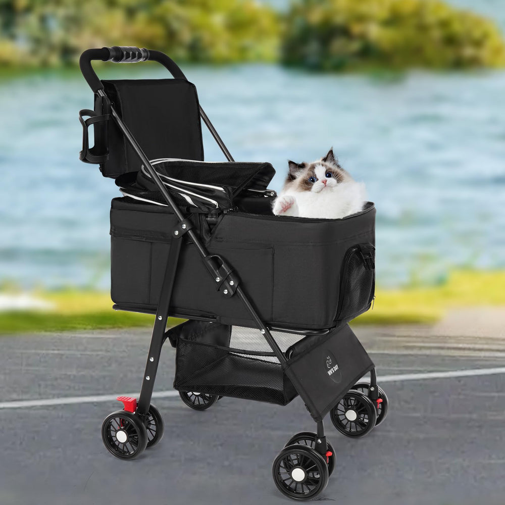 Wn's Day 3-in-1 stroller braking system secures parked stroller safely.