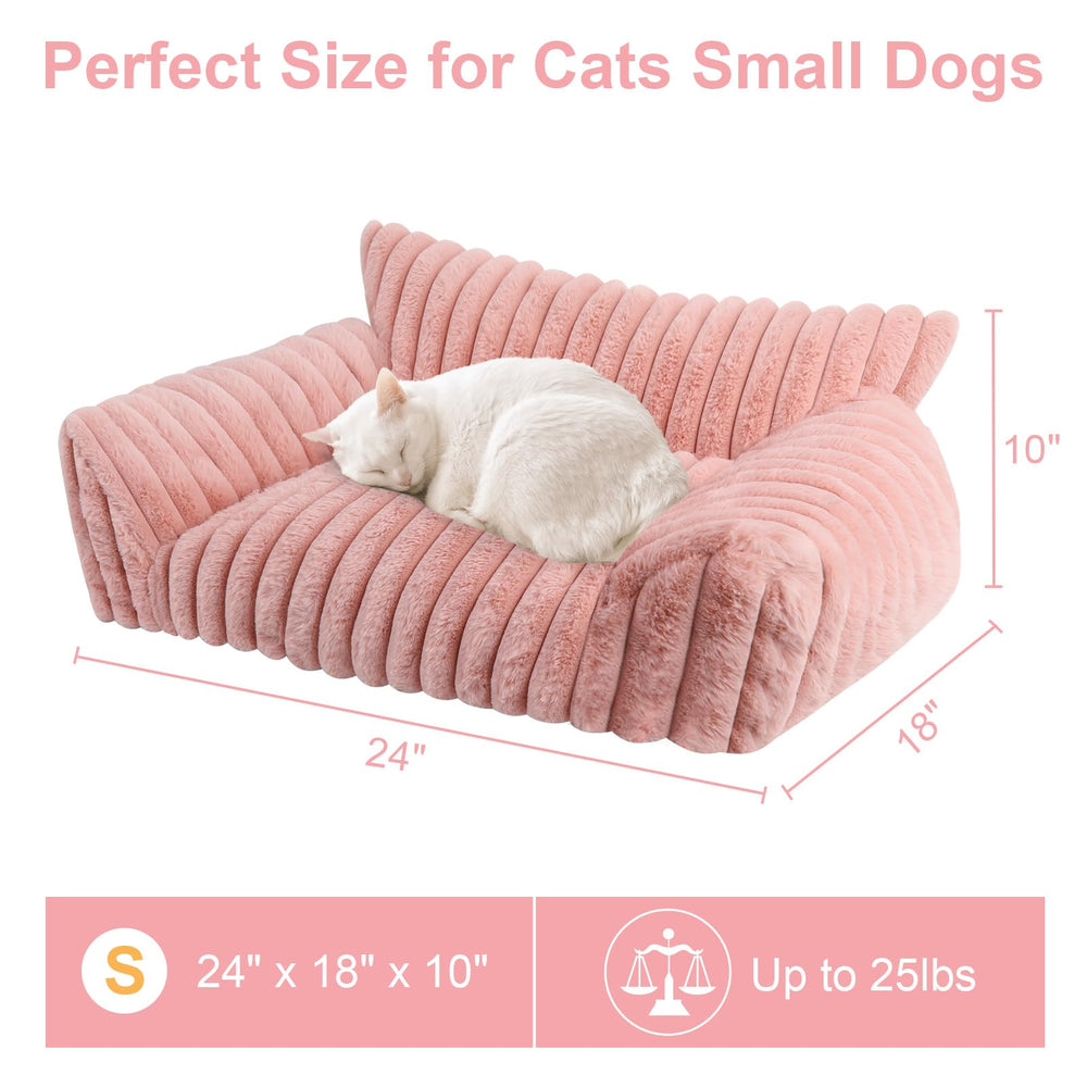 Wn's Day cute cat couch bed pink cover is removable for easy washing.