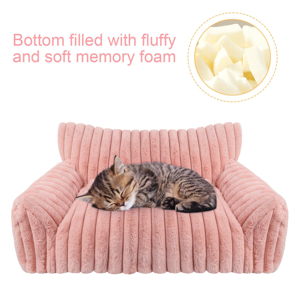 Wn's Day corduroy pet bed pink close-up reveals premium soft fleece for warmth.