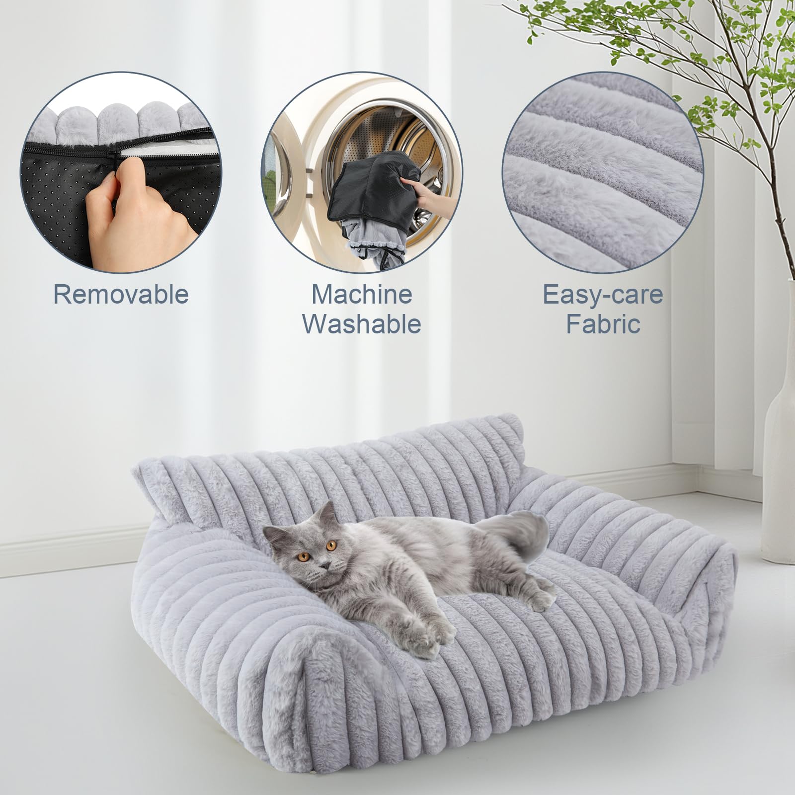Wn's Day Cat Couch Bed in grey room blends with decor