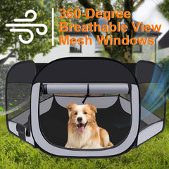 Wn's Day playpen open door for easy access and monitoring.