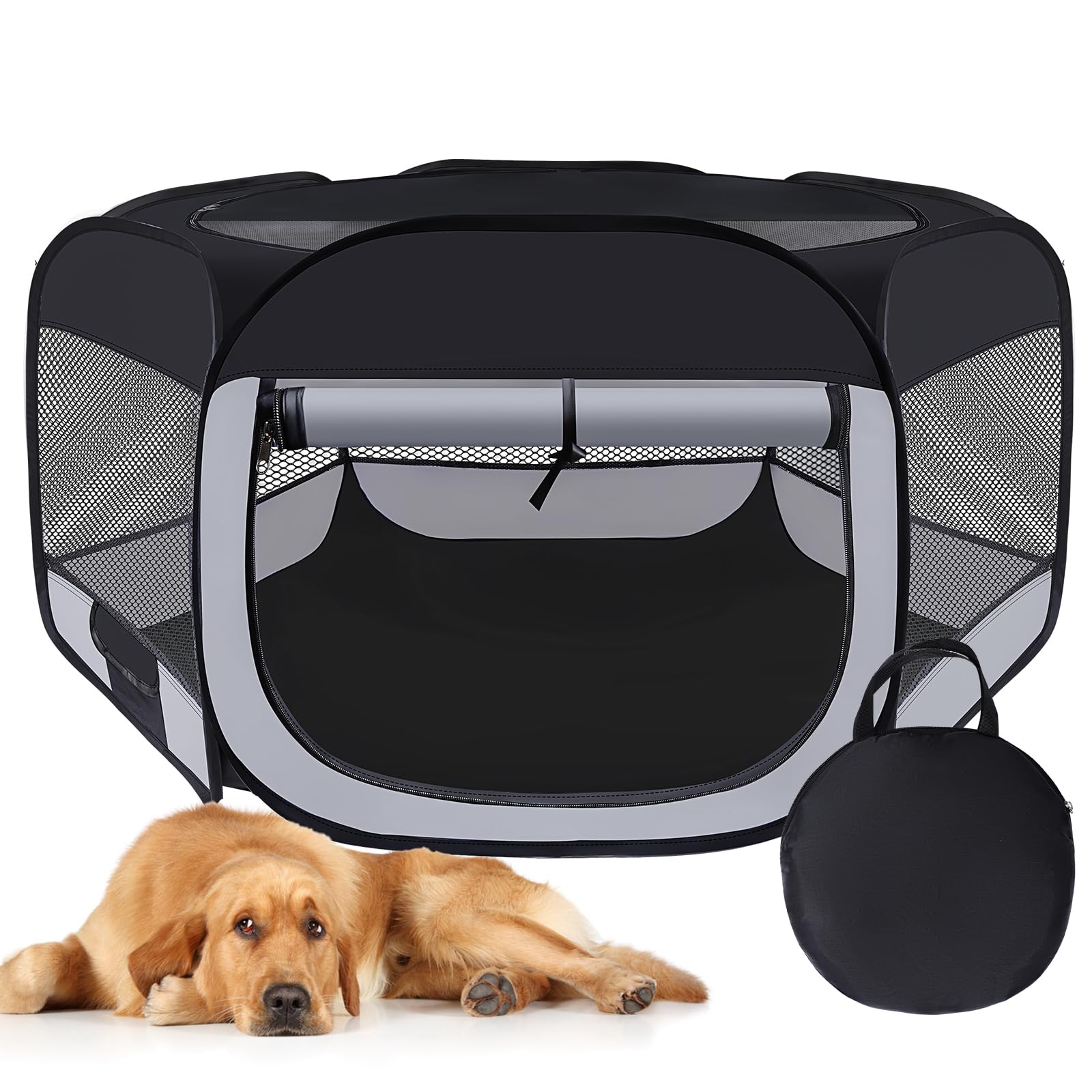 Wn's Day dog-cat playpen top view showing airy interior for safe indoor play.