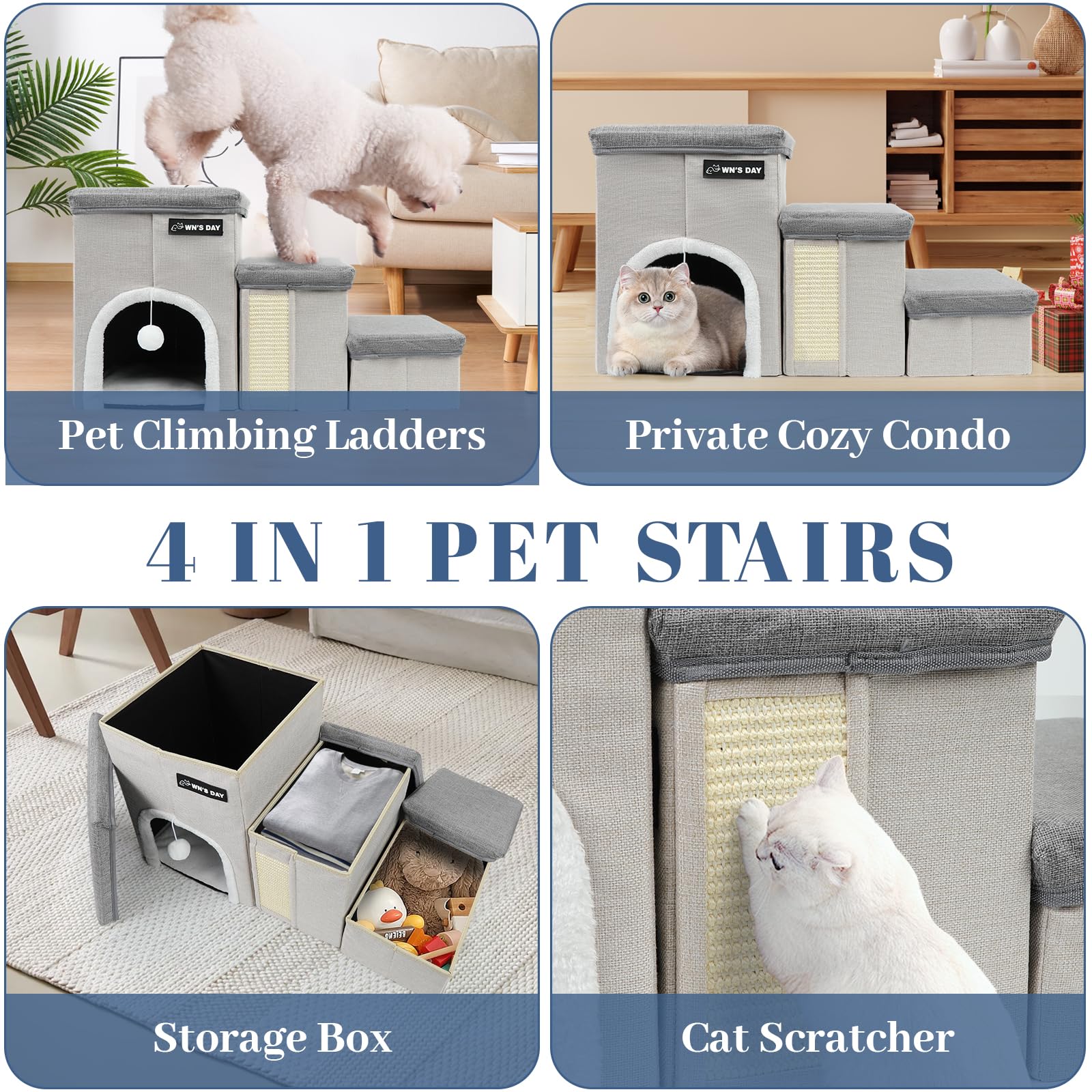 Wn's Day dog stairs assembly easy with Velcro-secured steps.