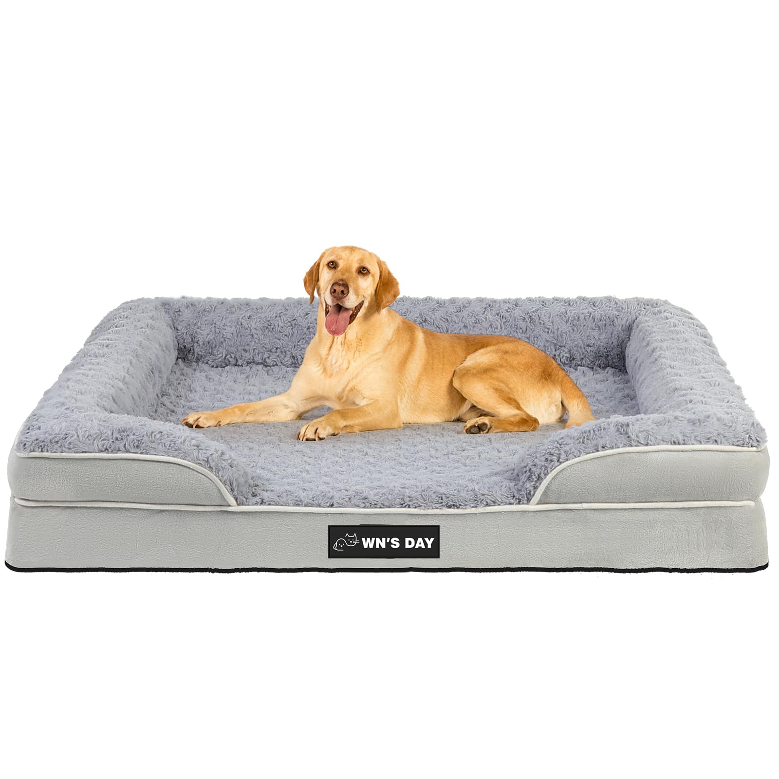 Wn's Day orthopedic dog bed with egg crate foam supports joints for deep rest.