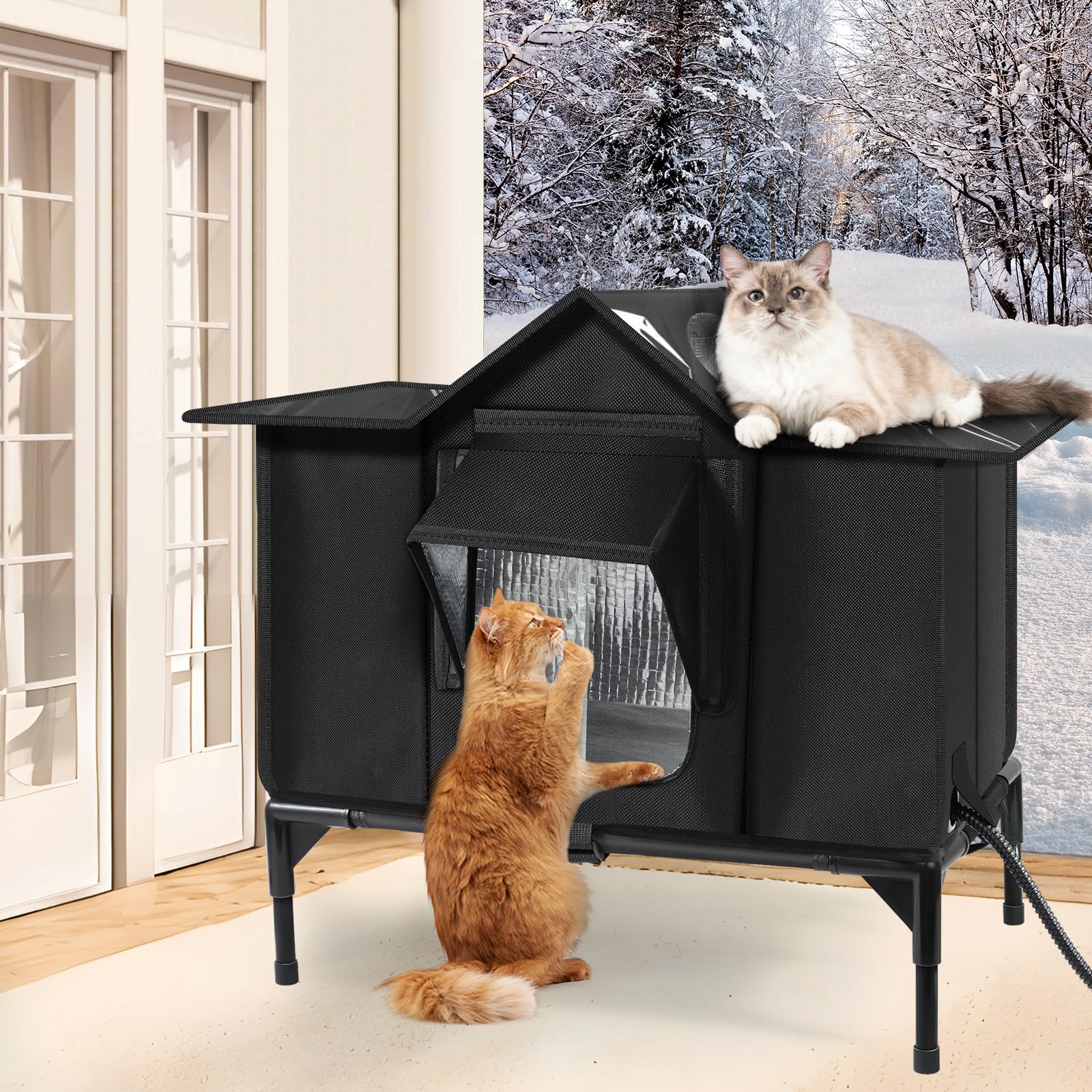 Wn's Day outdoor-cat-house-scenarios-balcony-garden ideal for porches and barns.