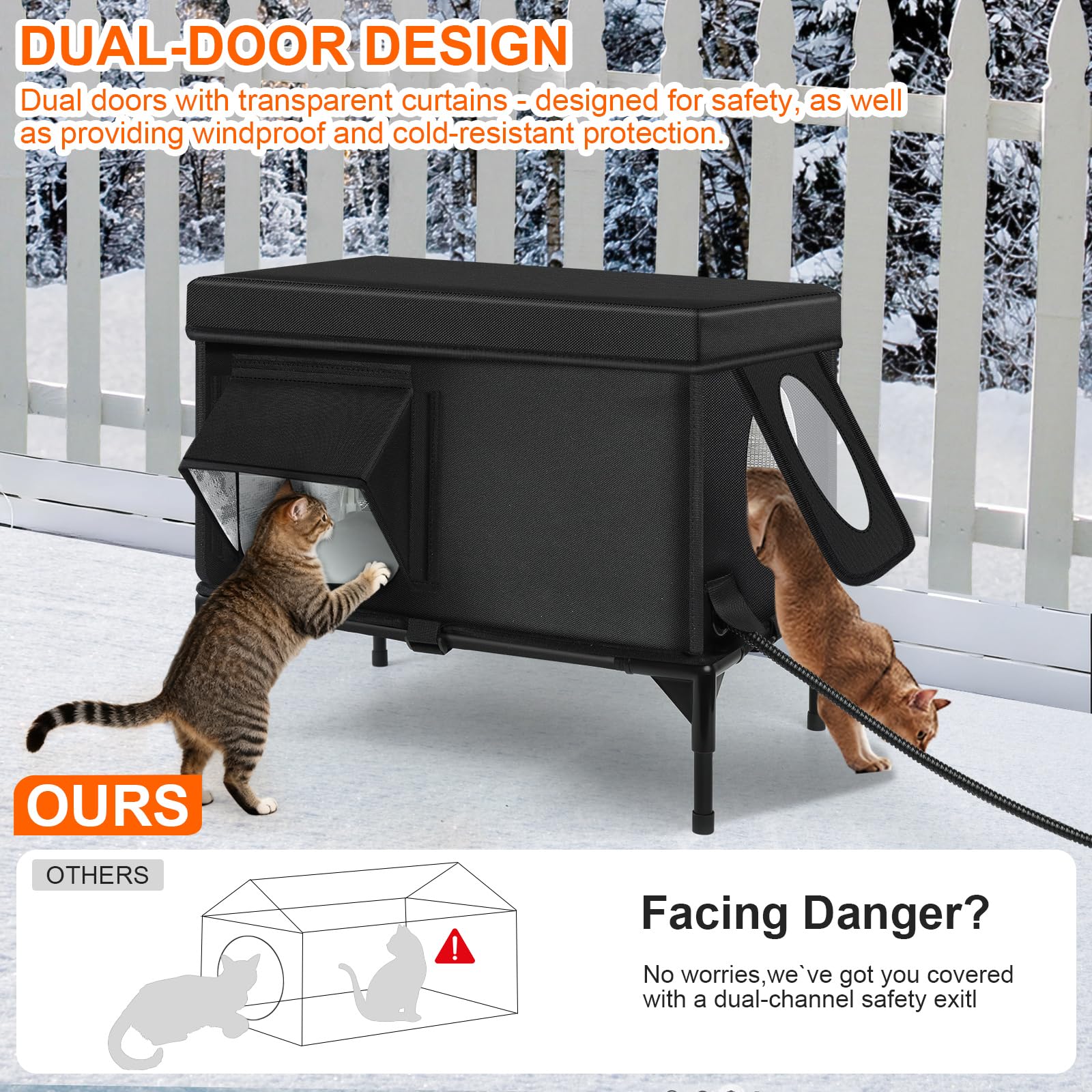 Wn's Day waterproof Oxford cloth cat house keeps interior dry during rain
