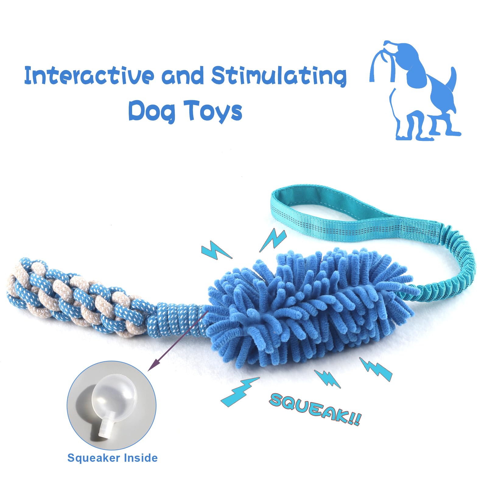 Wodoca rope toy knots blue designed for tug play and bonding.