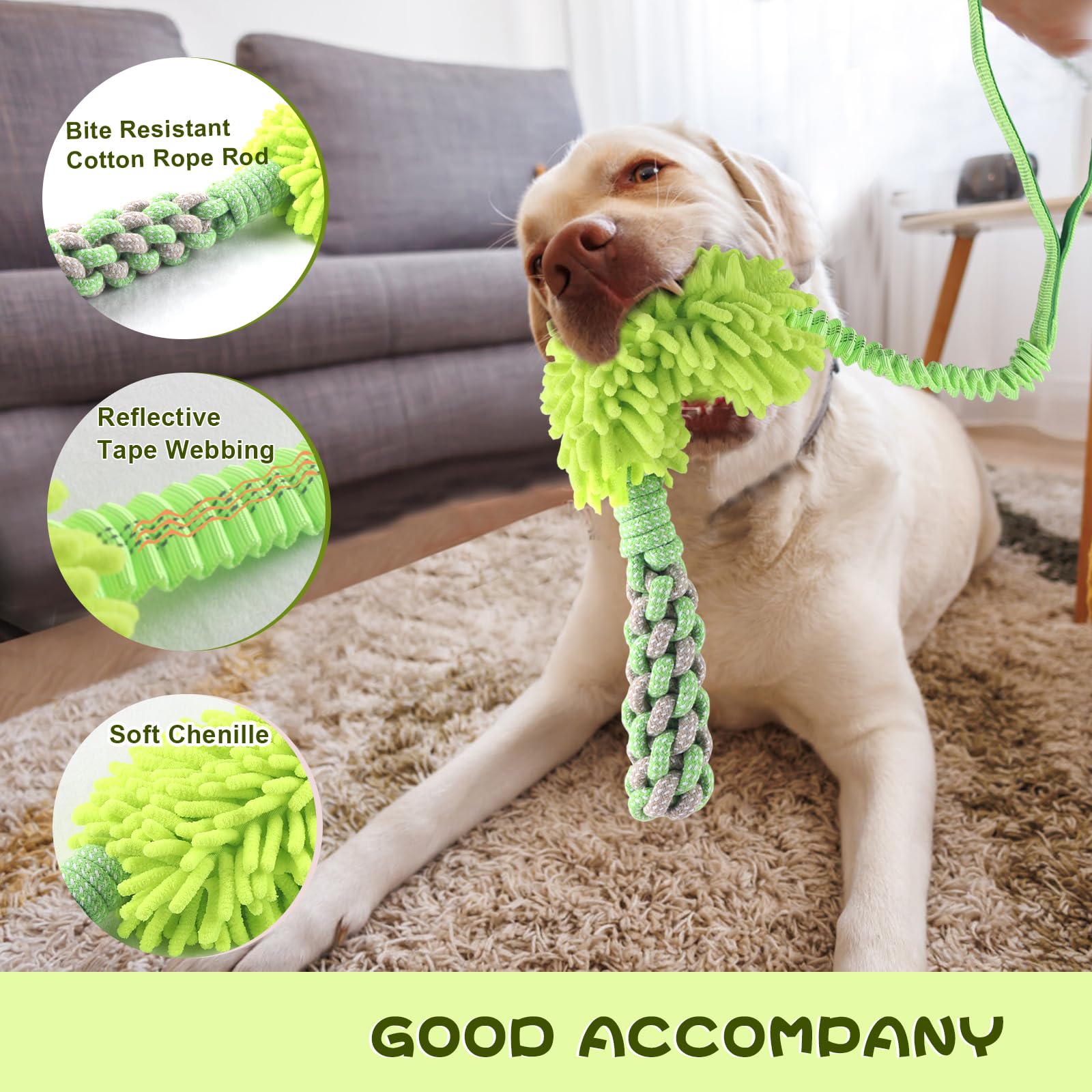 Wodoca dog rope toy length-29-5-inches offers reach for big dogs during tugging.