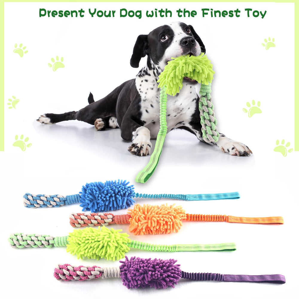 Wodoca dog rope toy teeth-cleaning fibers help clean teeth during chewing.