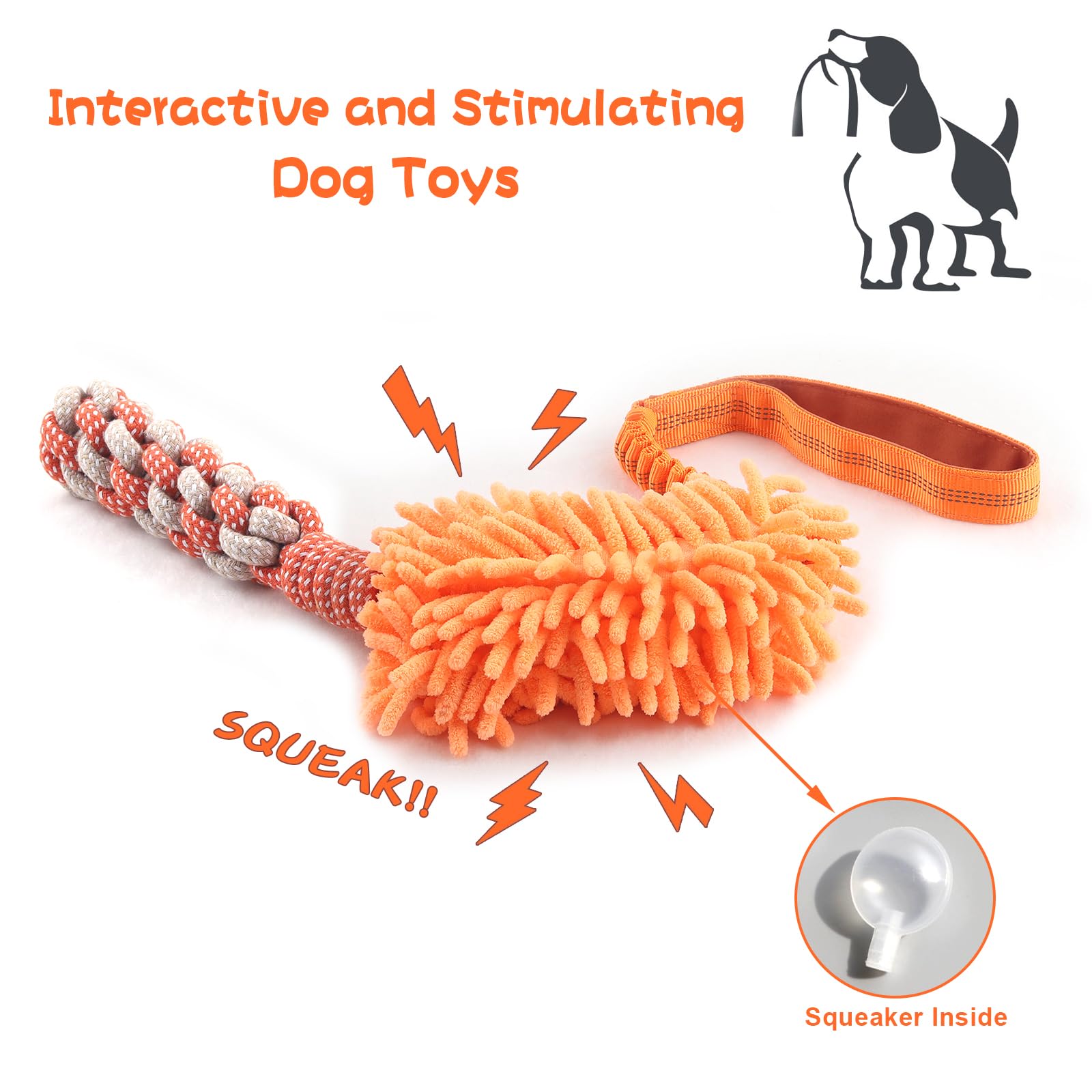Wodoca squeaky rope toy with chenille texture to attract dogs during play