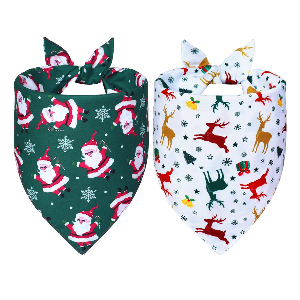 WoffBow Christmas dog bandana Santa-print snowman option for festive wardrobe flexibility.