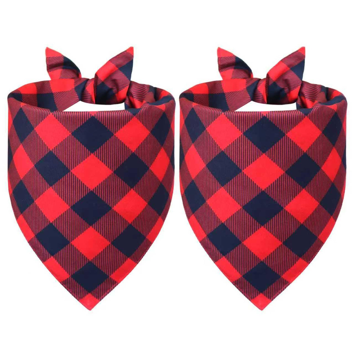 WoffBow Christmas dog bandanas 2-pack red-black plaid for festive looks