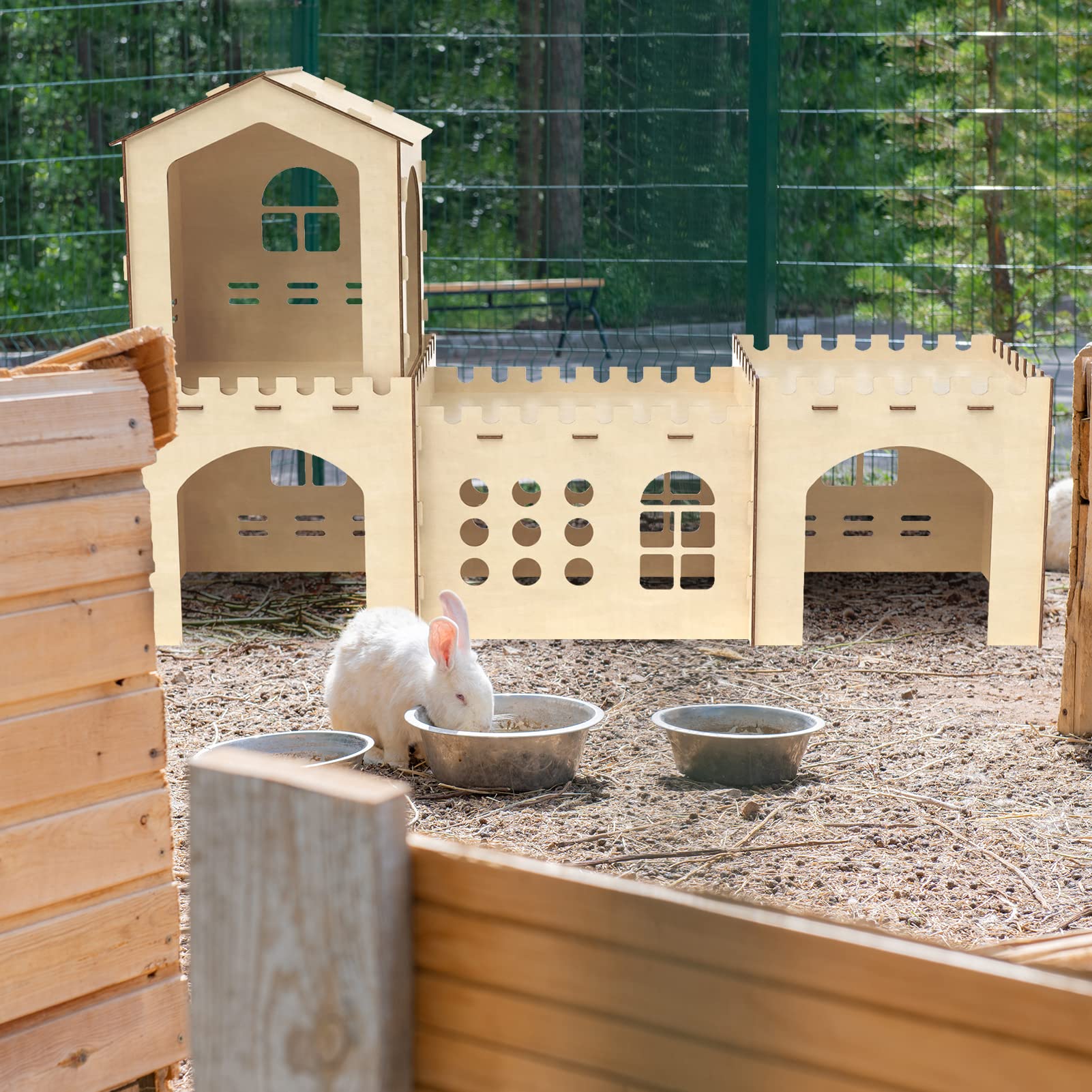 Woiworco extra large rabbit hideout natural poplar wood creates secure space