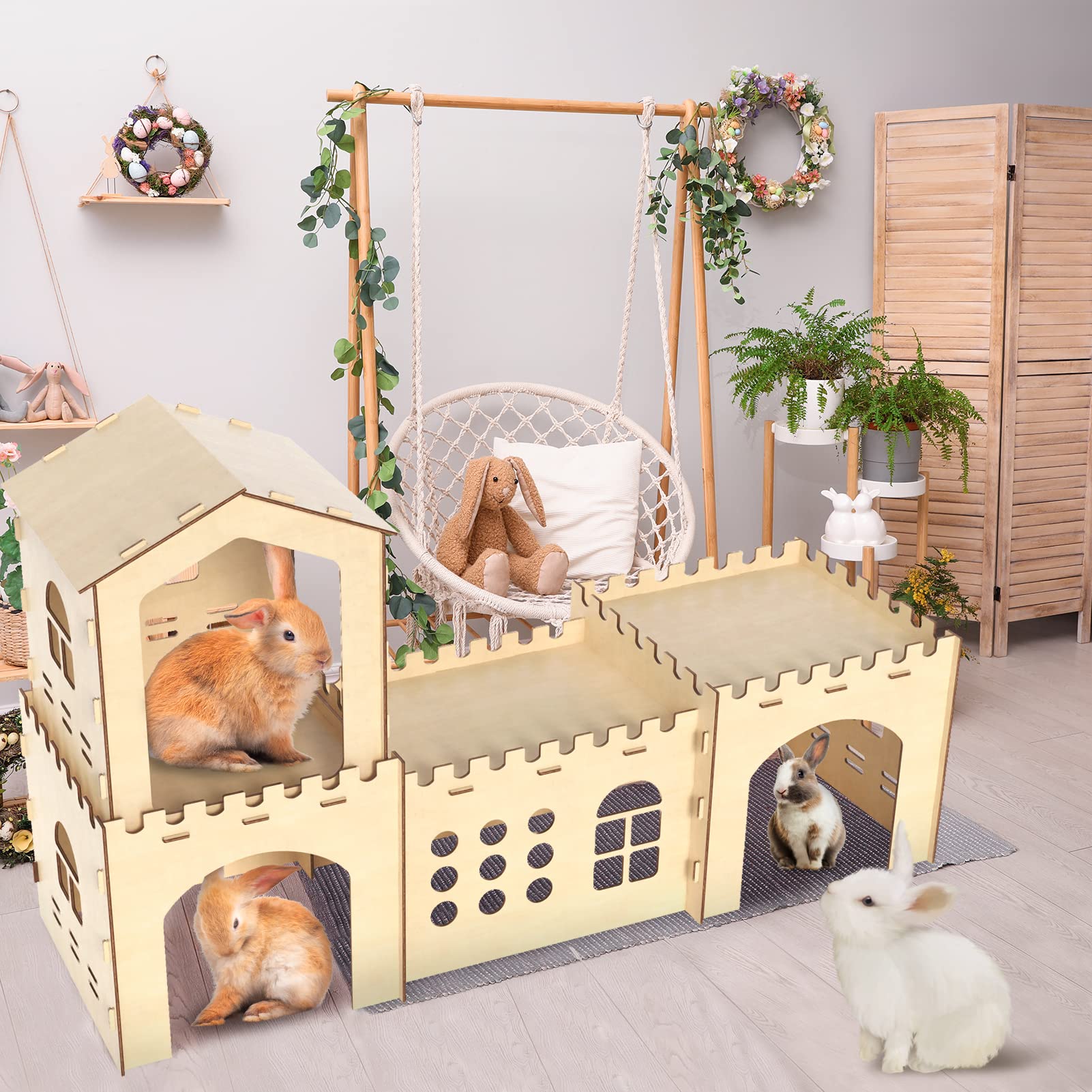 Woiworco extra large rabbit hideout two floors offer spacious hiding and play