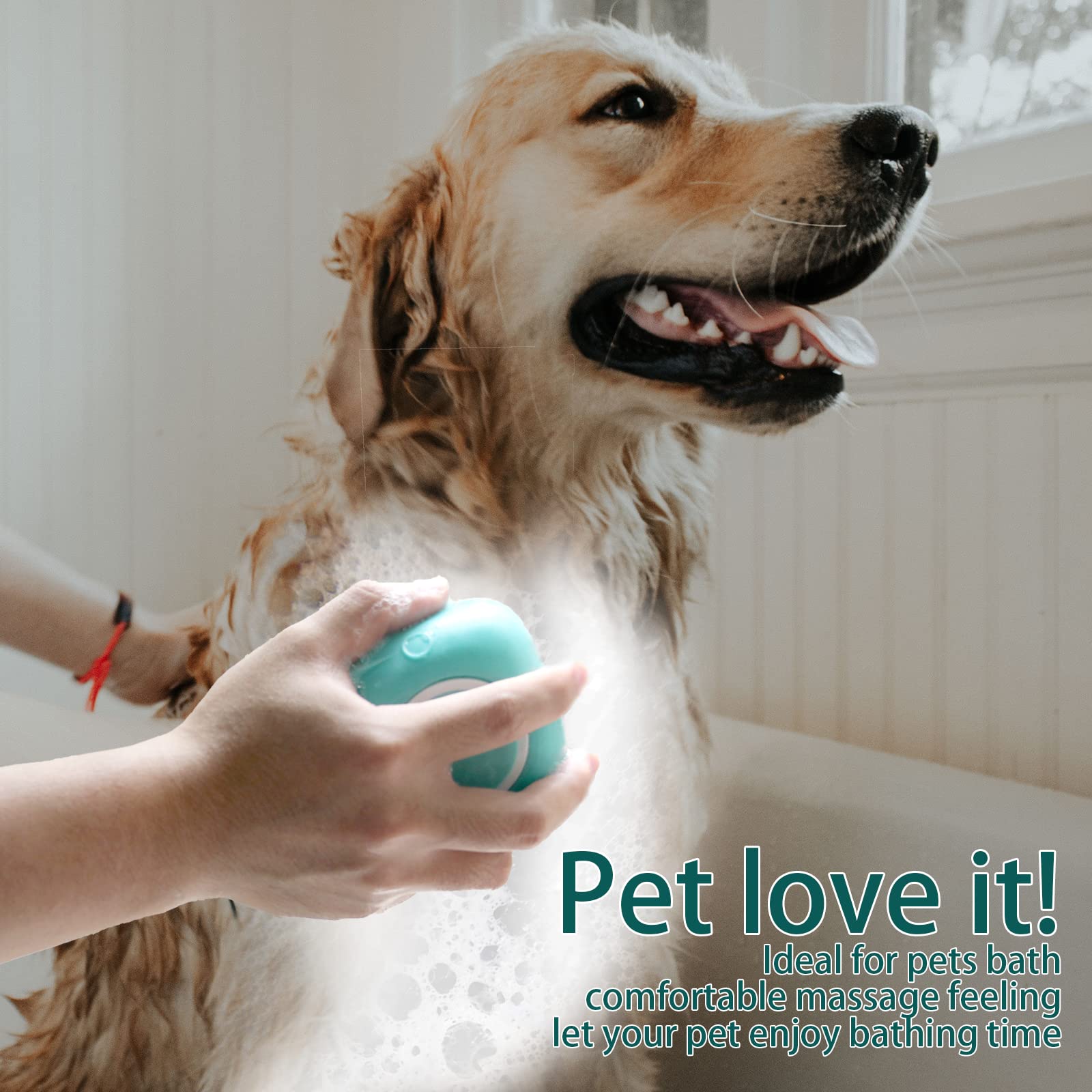Woleigiao Pet Bath Brush with soft silicone nubs for gentle massaging.