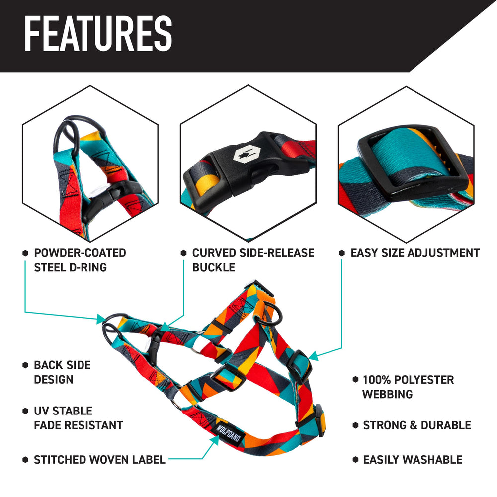 Wolfgang Man & Beast harness close-up on D-ring highlights secure leash attachment for training