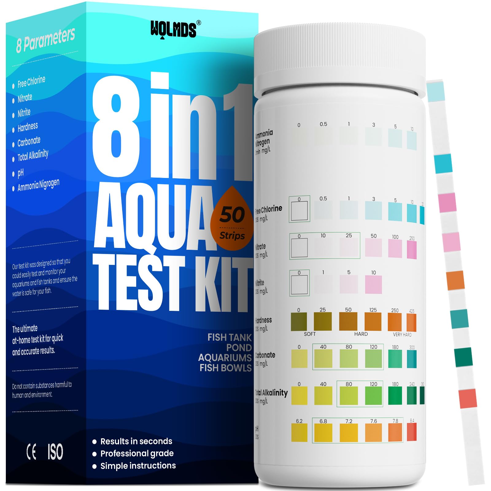 Wolmds aquarium test strips pack enables quick weekly water checks for healthier tanks.