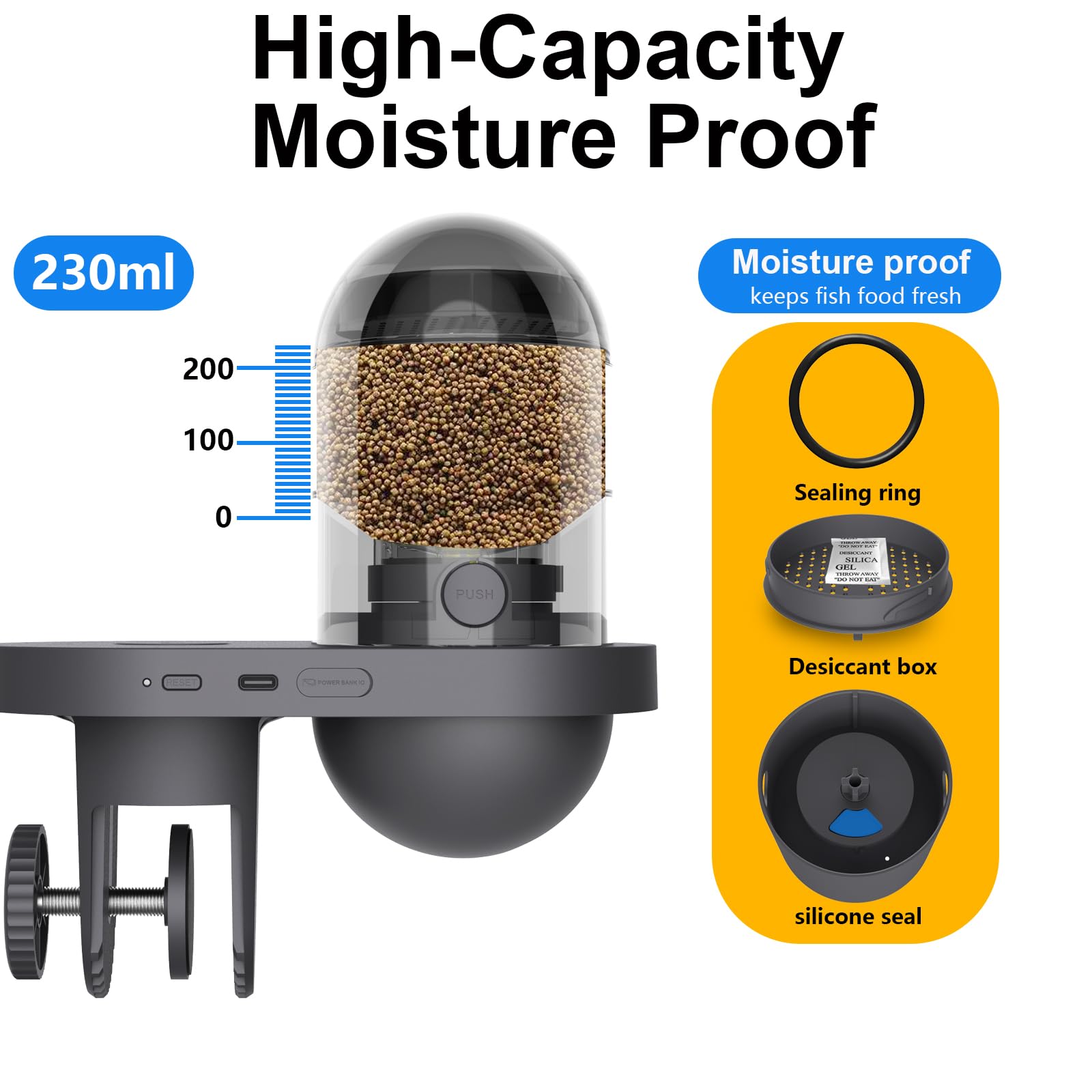 Wolmds Automatic Fish Feeder app control screen enables remote feeding setup.