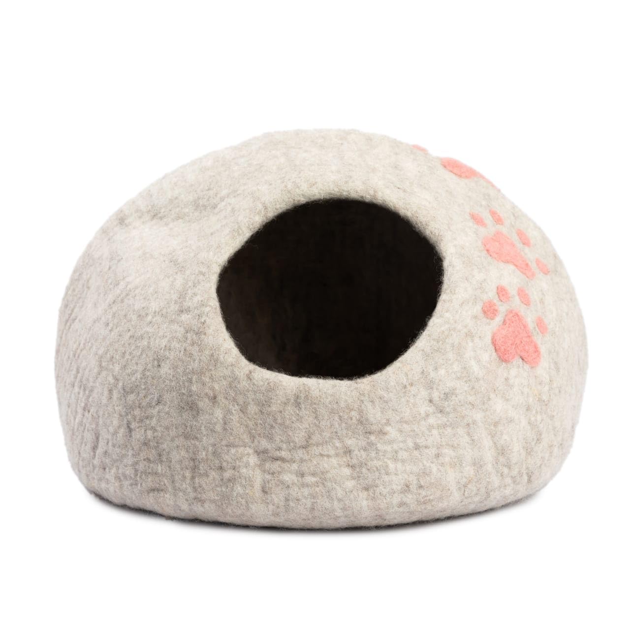 Woolygon cat cave bed closed cover provides secure shelter for kittens.