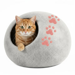 Woolygon cat cave bed folded design offers cozy hideaway for indoor cats.
