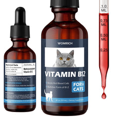 WOMRICH Appetite B12 Cat Bottle Pour demonstrates easy dosing for appetite support.