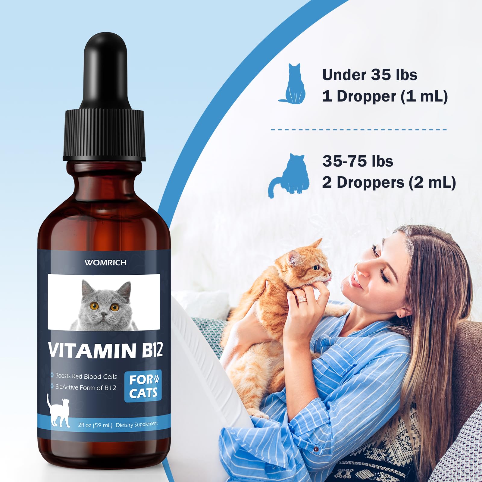WOMRICH Bioactive Methylcobalamin Cat Absorption improves bioavailability.