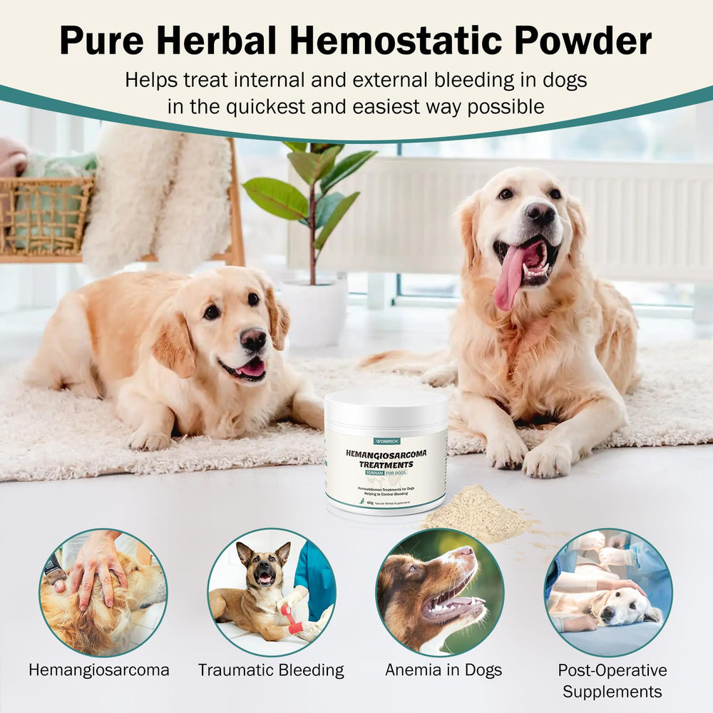 WOMRICH dog digestive soothing powder calms gut lining after ulcers when mixed.